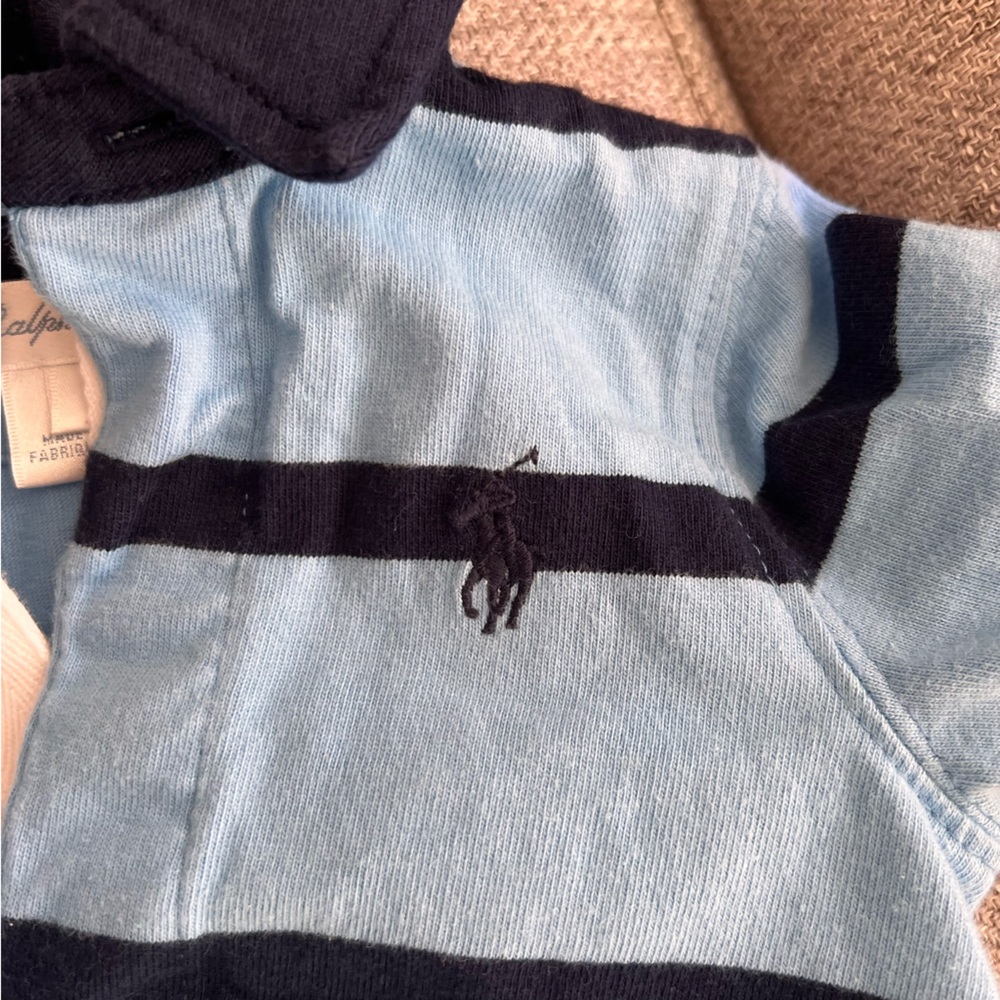 Ralph Lauren 2-pack Orange and Blue Striped Baby Rompers boys 6 and 18 months - Picture 8 of 12